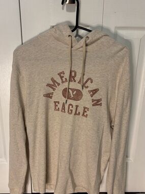 American Age Cream Hooded Pullover with Brown Logo